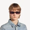 Women’s dynasty rectangle sunglasses in dark burgundy