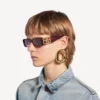 Women’s dynasty rectangle sunglasses in dark burgundy