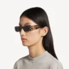 Women’s dynasty rectangle sunglasses in mid havana
