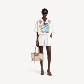 Women’s extreme tie dye bowling shirt in white/yellow