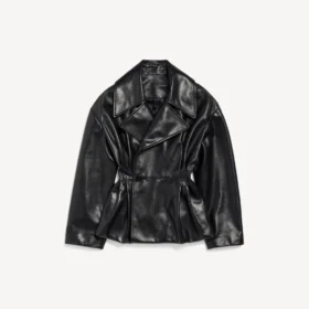 Women’s folded short trench in black