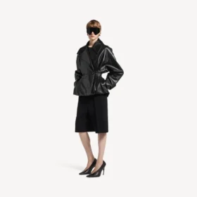 Women’s folded short trench in black