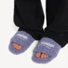 Women’s furry open mule in hortensia/crystal/red