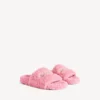 Women’s furry open mule in sweet pink
