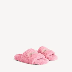 Women’s furry open mule in sweet pink