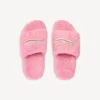 Women’s furry open mule in sweet pink