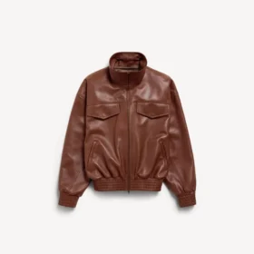 Women’s high collar blouson in chestnut