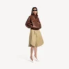 Women’s high collar blouson in chestnut Women’s high collar blouson in chestnut