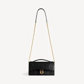 Women’s hourglass pochette with chain in black