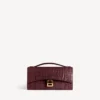 Women’s hourglass pochette with chain in dark burgundy Women’s hourglass pochette with chain in dark burgundy