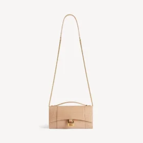 Women’s hourglass pochette with chain in nude