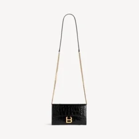 Women’s hourglass wallet on chain in black