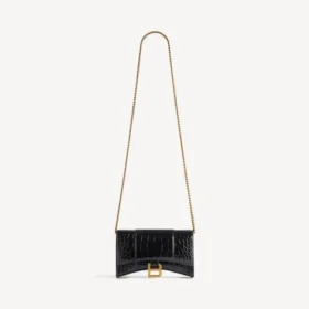 Women’s hourglass wallet on chain in black