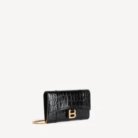 Women’s hourglass wallet on chain in black