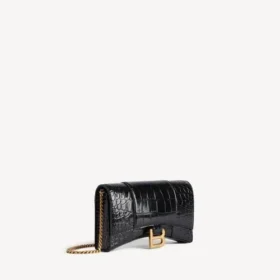Women’s hourglass wallet on chain in black