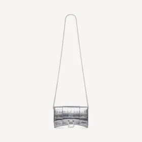 Women’s hourglass wallet on chain in silver