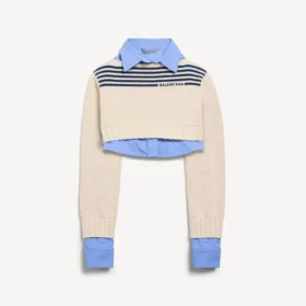 Women’s hybrid jumper in navy/white