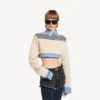 Women’s hybrid jumper in navy/white