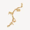 Women’s keychain chain with charms in gold