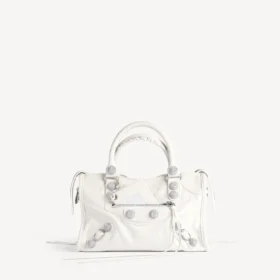 Women’s le city bag small giant studs with rhinestones in optic white