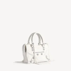 Women’s le city bag small giant studs with rhinestones in optic white