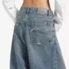 Women’s low crotch baggy jeans in dirty vintage blue