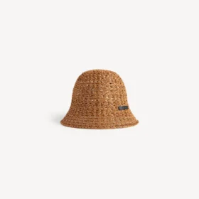 Women’s raffia bucket hat in beige