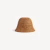 Women’s raffia bucket hat in beige