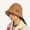 Women’s raffia bucket hat in beige