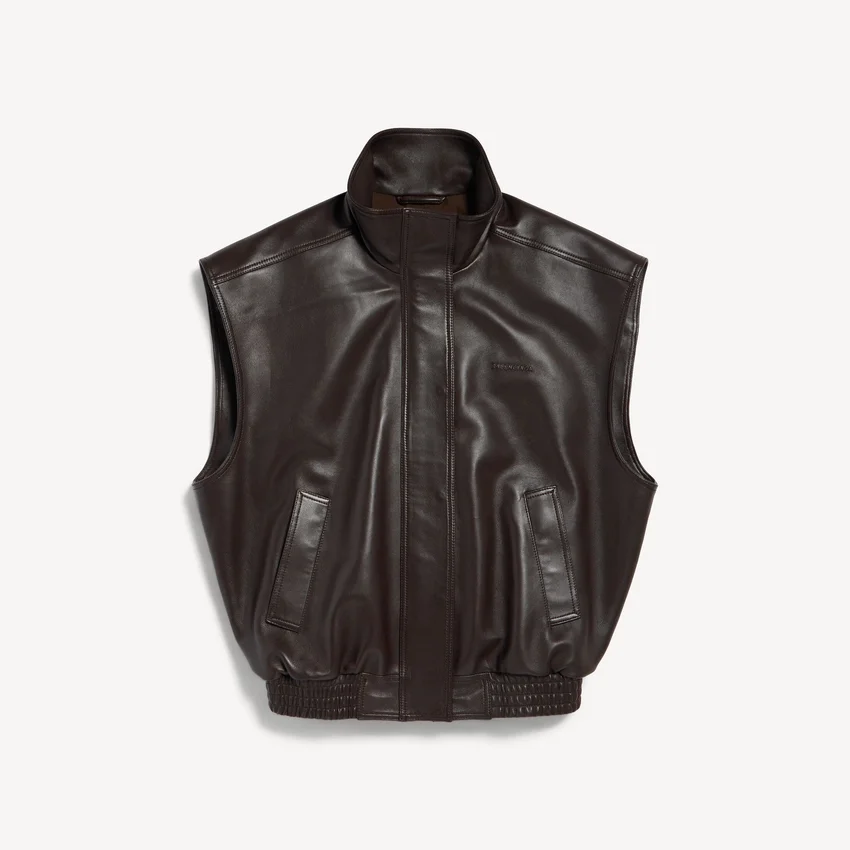 Women’s sleeveless blouson in moka Women’s sleeveless blouson in moka