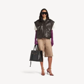 Women’s sleeveless blouson in moka