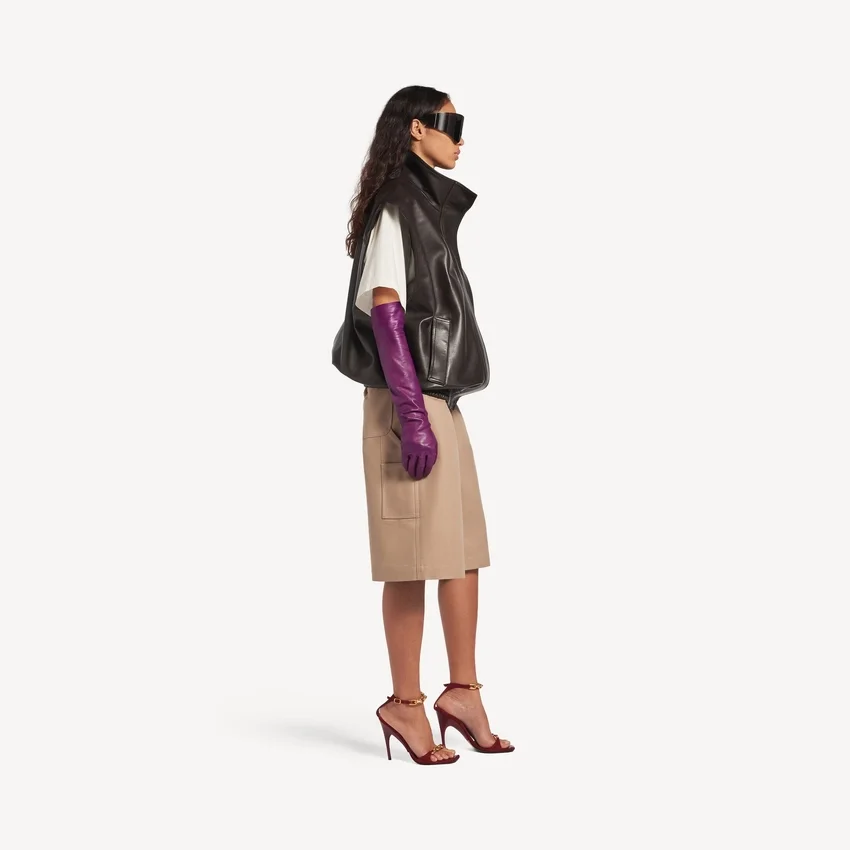 Women’s sleeveless blouson in moka Women’s sleeveless blouson in moka