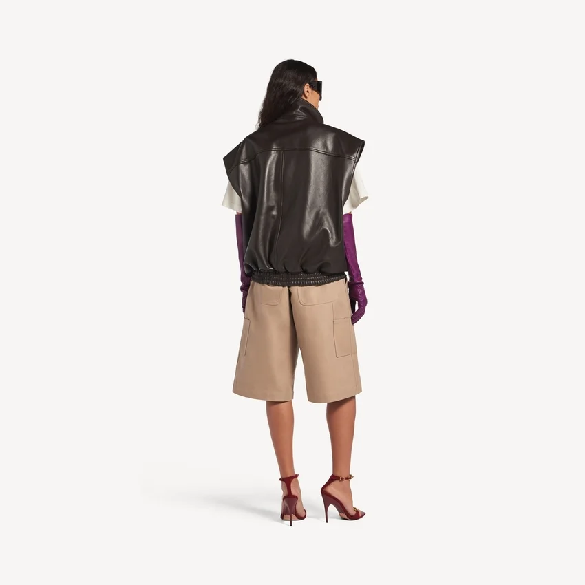 Women’s sleeveless blouson in moka Women’s sleeveless blouson in moka