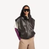 Women’s sleeveless blouson in moka Women’s sleeveless blouson in moka