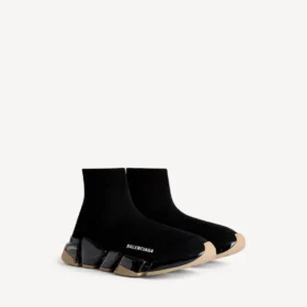 Men’s speed 2.0 full clear sole recycled knit sneaker in black/beige Men’s speed 2.0 full clear sole recycled knit sneaker in black/beige