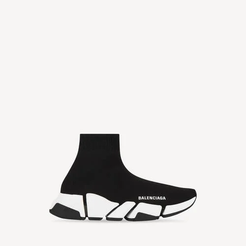Women’s speed 2.0 recycled knit sneaker with bicolor sole in black/white Women’s speed 2.0 recycled knit sneaker with bicolor sole in black/white