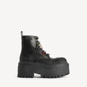 Women’s strike platform bootie with charms in black/multicolor