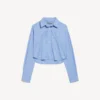 Women’s striped cropped shirt in blue/navy Women’s striped cropped shirt in blue/navy