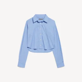 Women’s striped cropped shirt in blue/navy