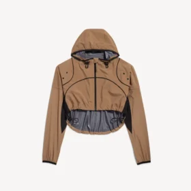 Women’s techwear cropped jacket in camel