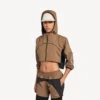Women’s techwear cropped jacket in camel Women’s techwear cropped jacket in camel