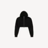 Women’s techwear cropped zip-up hoodie in black