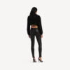Women’s techwear cropped zip-up hoodie in black