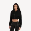 Women’s techwear cropped zip-up hoodie in black