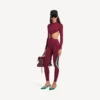 Women’s techwear cut-out bodysuit in burgundy/aqua