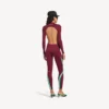 Women’s techwear cut-out bodysuit in burgundy/aqua