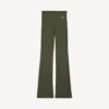 Women’s techwear flared leggings in khaki/lime