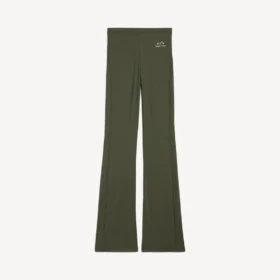 Women’s techwear flared leggings in khaki/lime