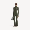 Women’s techwear flared leggings in khaki/lime