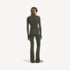 Women’s techwear flared leggings in khaki/lime